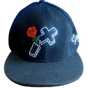Riot Society Broken Cross Red Rose Snapback Hat Black Adjustable Streetwear Cap